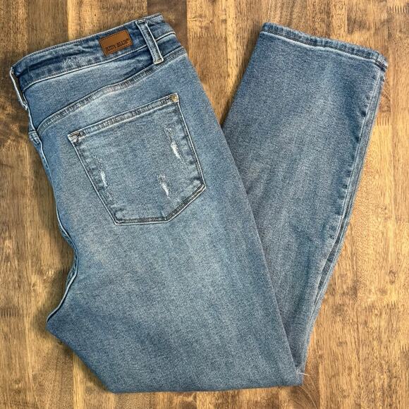 Judy Blue Los Angeles Women's Straight Shooter Denim Jean Distressed Blue Sz 20W - Picture 8 of 9